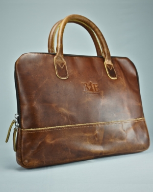 Executive Sleek Series - Men's Original Leather Laptop Bag (Tan)
