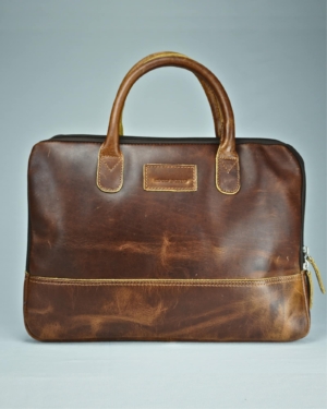 Executive Sleek Series - Men's Original Leather Laptop Bag (Tan)