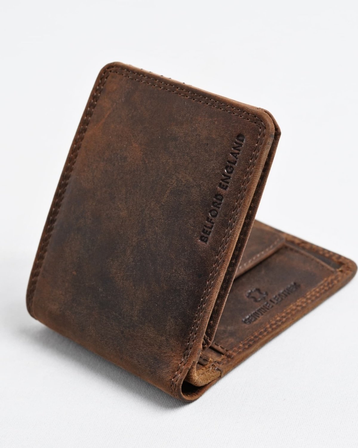 Cambridge - Men’s Original Leather Wallet (Rugged Series) - brown - Color: Brown