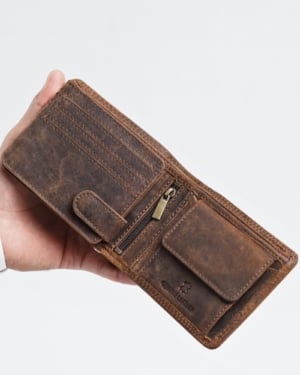 Cambridge - Men’s Original Leather Wallet (Rugged Series) - brown - Color: Brown