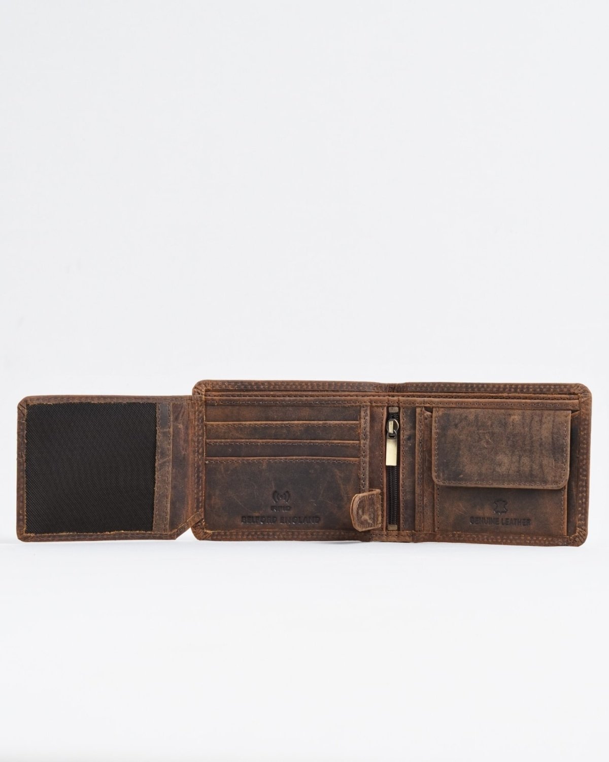 Cambridge - Men’s Original Leather Wallet (Rugged Series) - brown - Color: Brown