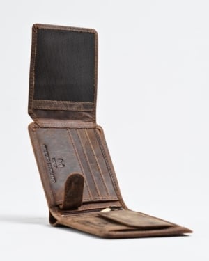 Cambridge - Men’s Original Leather Wallet (Rugged Series) - brown - Color: Brown