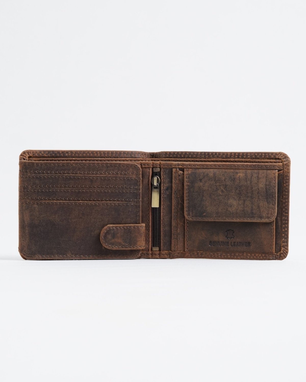 Cambridge - Men’s Original Leather Wallet (Rugged Series) - brown - Color: Brown
