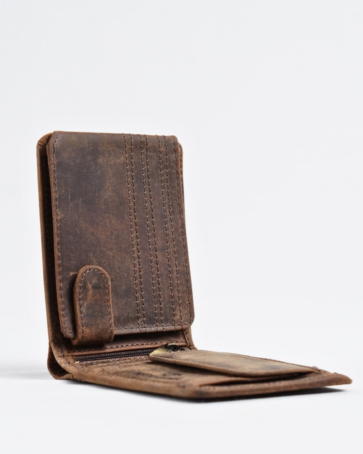 Cambridge - Men’s Original Leather Wallet (Rugged Series) - brown - Color: Brown