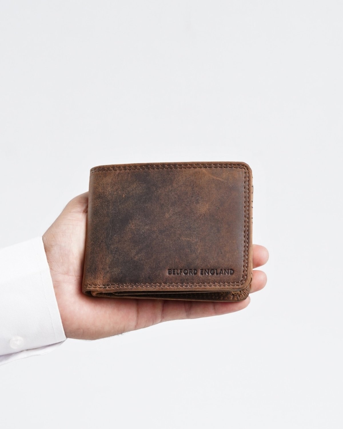 Cambridge - Men’s Original Leather Wallet (Rugged Series) - brown - Color: Brown