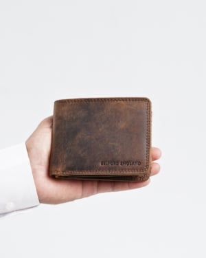Cambridge - Men’s Original Leather Wallet (Rugged Series) - brown - Color: Brown