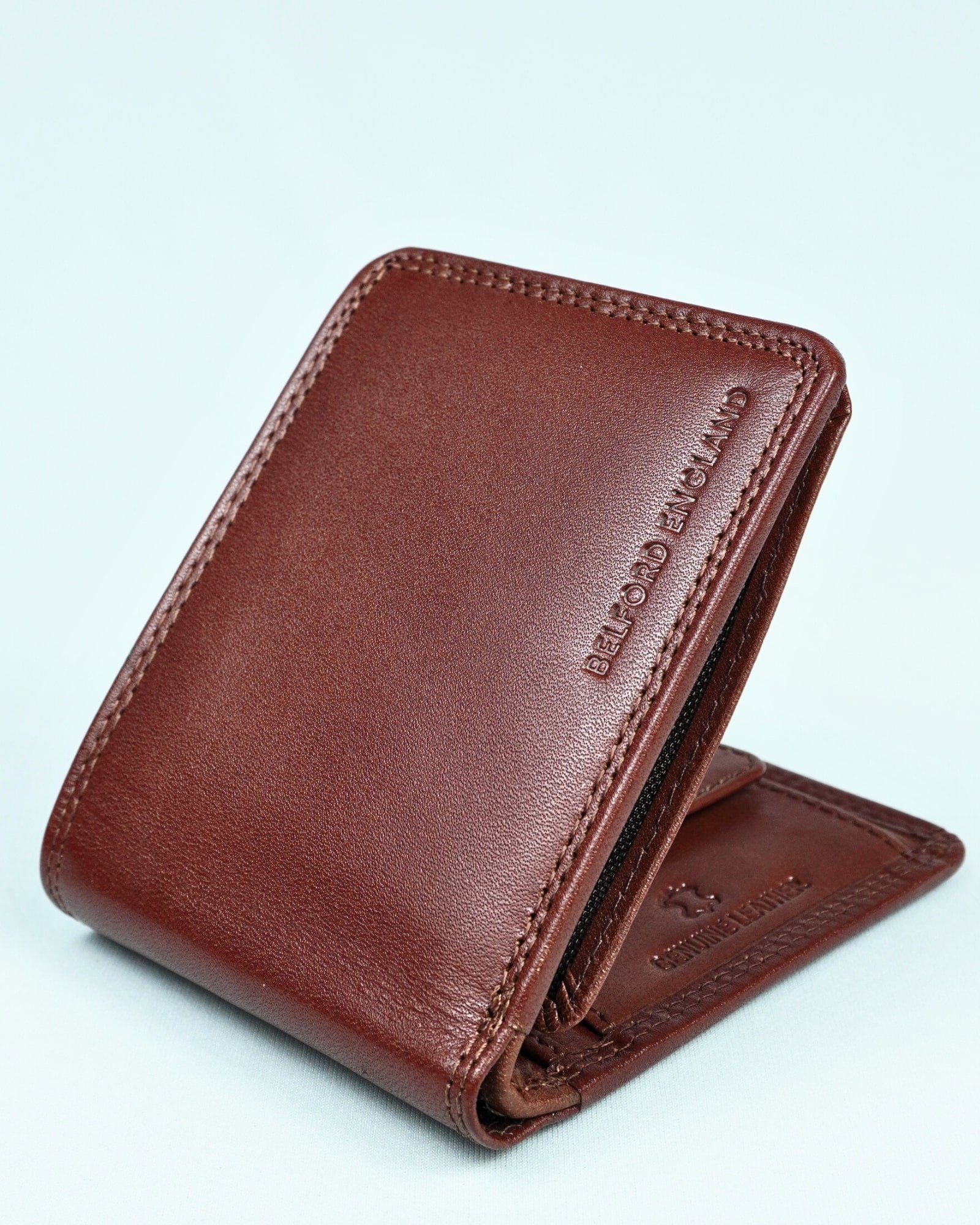 Cambridge Men s Original Leather Wallet Luxury Brown Cherry Blend Belford England