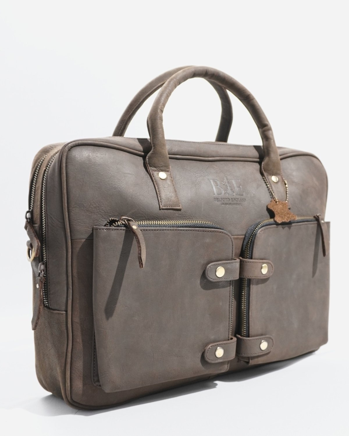 Crown Edition - Men's Executive 100% Original Leather Large Briefcase - dark-brown - Color: Dark-brown