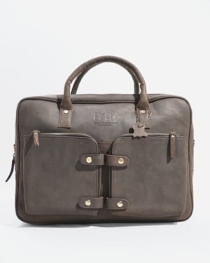 Crown Edition - Men's Executive 100% Original Leather Large Briefcase - dark-brown - Color: Dark-brown