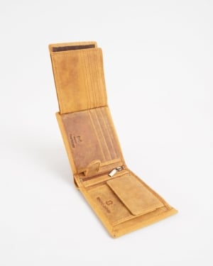Harvard Men’s Original Leather Wallet (Rugged Series) - tan - Color: Tan