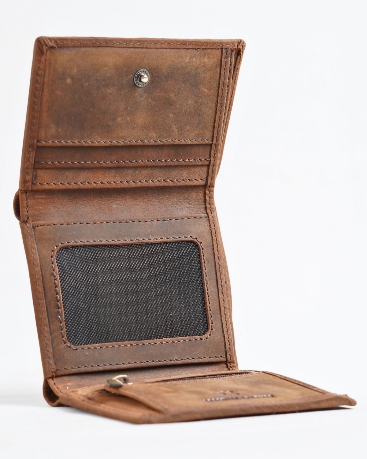 Dublin - Men’s Original Leather Trifold Wallet (Rugged Series) - brown - Color: Brown
