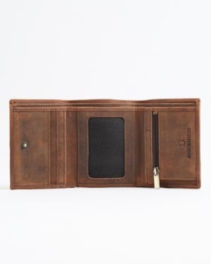 Dublin - Men’s Original Leather Trifold Wallet (Rugged Series) - brown - Color: Brown