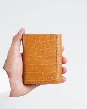 Dublin - Men’s Original Leather Trifold Wallet (Croco Rich Tan)