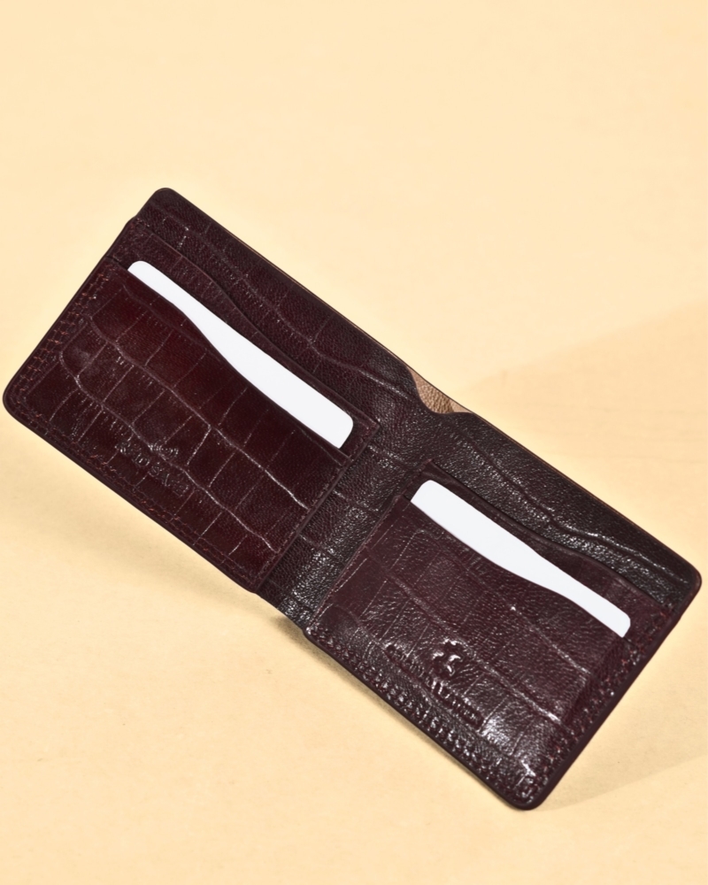 Berlin - Men’s Original Leather Sleek Wallet (Croco Cherry)