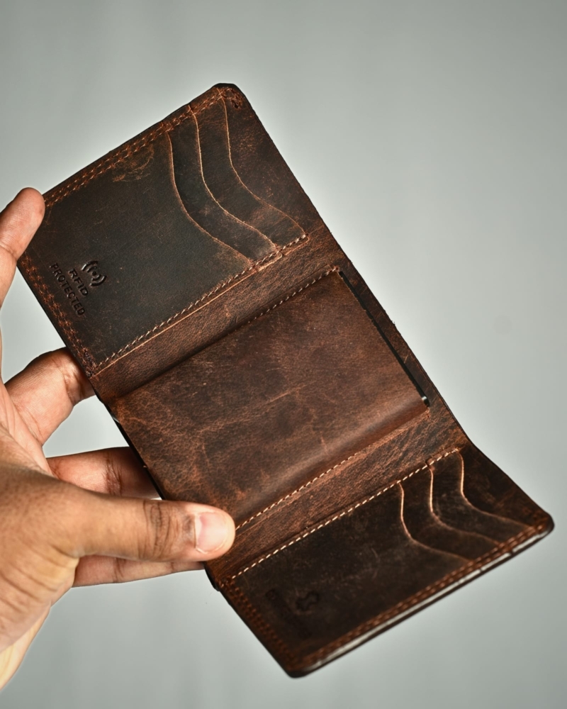 Detroit - Men’s Original Leather [Smart Card Pop UP] Wallet (Rugged Brown)