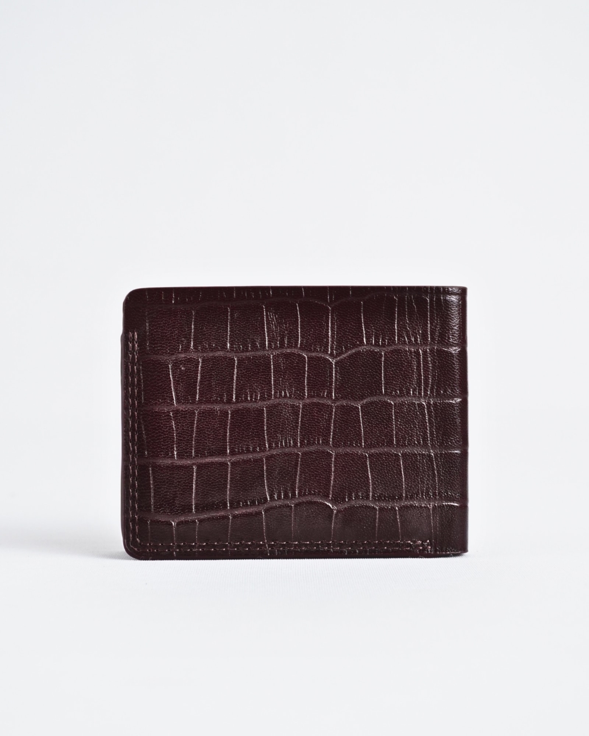 Berlin (Sleek Series) - Men’s Original Leather Wallet - croco-cherry - Color: Croco-cherry