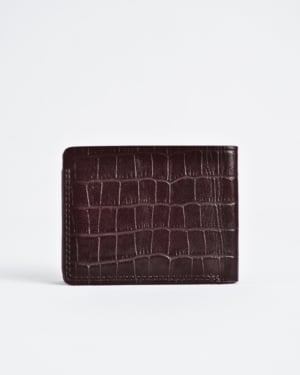 Berlin (Sleek Series) - Men’s Original Leather Wallet - croco-cherry - Color: Croco-cherry