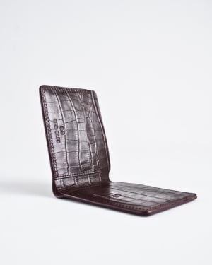 Berlin (Sleek Series) - Men’s Original Leather Wallet - croco-cherry - Color: Croco-cherry