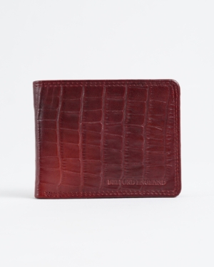 Cambridge Men’s Original Leather Wallet (Croco Cherry & Brown Blend )