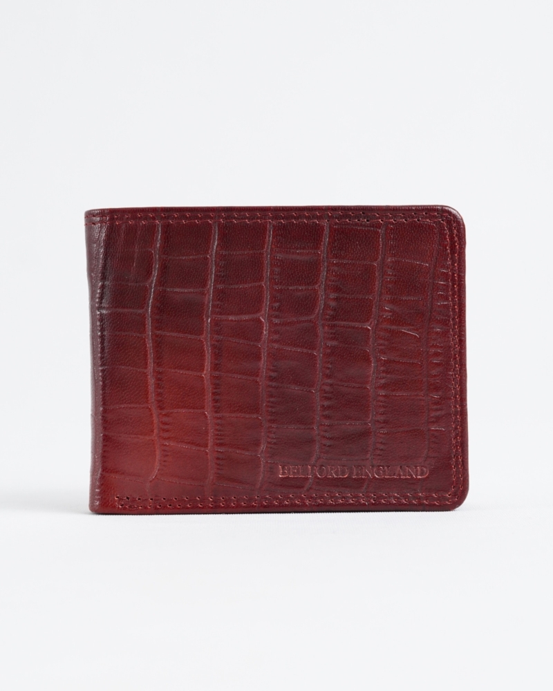 Cambridge Men’s Original Leather Wallet (Croco Cherry & Brown Blend )