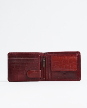 Cambridge Men’s Original Leather Wallet (Croco Cherry & Brown Blend )