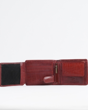 Cambridge Men’s Original Leather Wallet (Croco Cherry & Brown Blend )