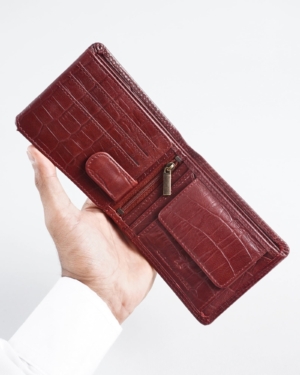 Cambridge Men’s Original Leather Wallet (Croco Cherry & Brown Blend )