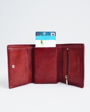 Detroit - Men’s Original Leather [Smart Card Pop UP] Wallet (Brown & Cherry Blend)