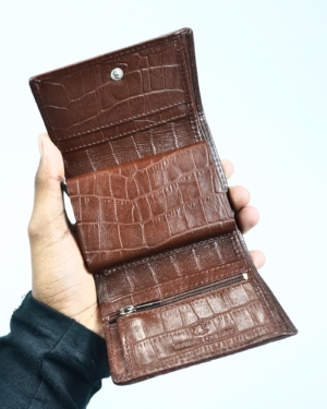 Detroit - Men’s Original Leather [Smart Card Pop UP] Wallet (Croco Rich Brown)