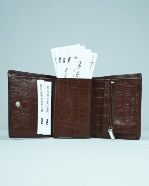 Detroit - Men’s Original Leather [Smart Card Pop UP] Wallet (Croco Rich Brown)
