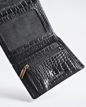 Dublin - Men’s Original Leather Trifold Wallet (Croco Black)