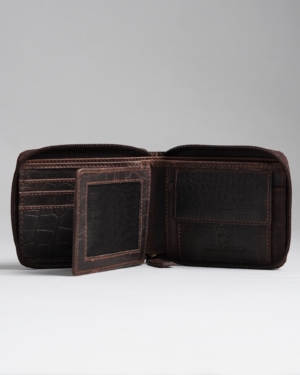 Tokyo Men’s Original Leather Wallet (Croco Vintage Brown)