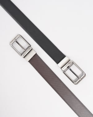 Lazio Men's Original Leather Belt Reversible (Black & Brown) - 28-44 - Fits Waist Size: 28-44