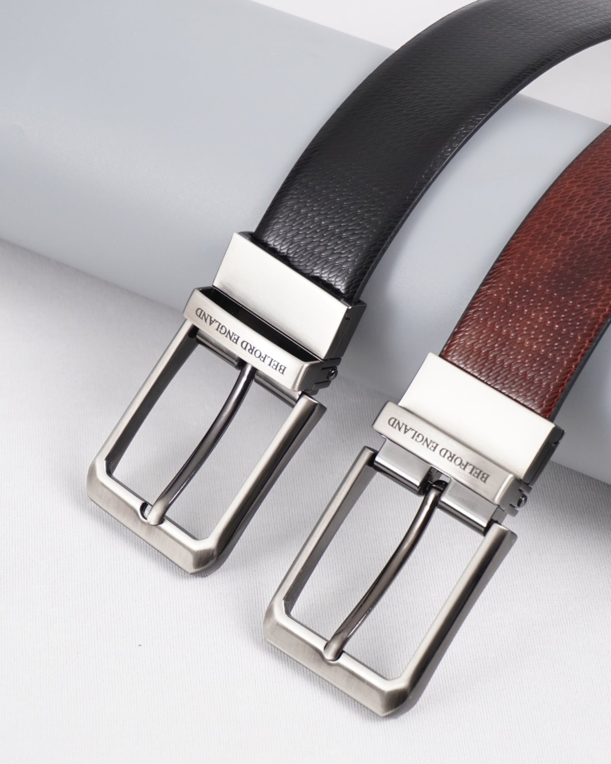 Milan Men's Original Leather Belt Reversible (Black & Brown) - 28-44 - Fits Waist Size: 28-44
