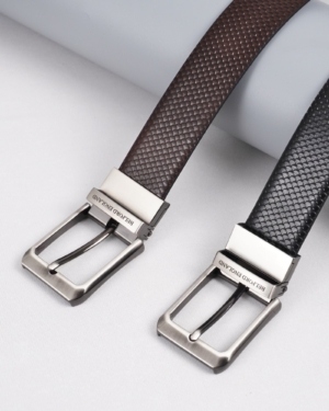 Salmon Men's Original Leather Belt Reversible (Black & Brown) - 28-44 - Fits Waist Size: 28-44