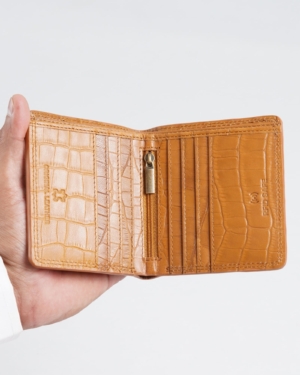 Aubrey - Men’s Original Leather Wallet (Croco Almond Brown)