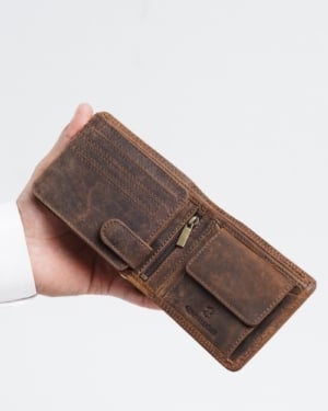 Cambridge (Limited Edition) Men’s Original Leather Wallet - Rugged Brown - lion - Color: Lion