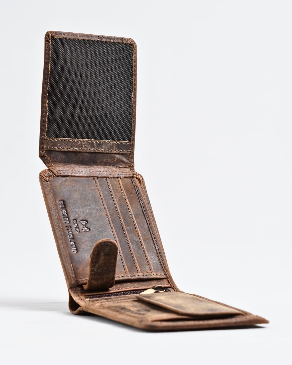 Cambridge (Limited Edition) Men’s Original Leather Wallet - Rugged Brown - lion - Color: Lion