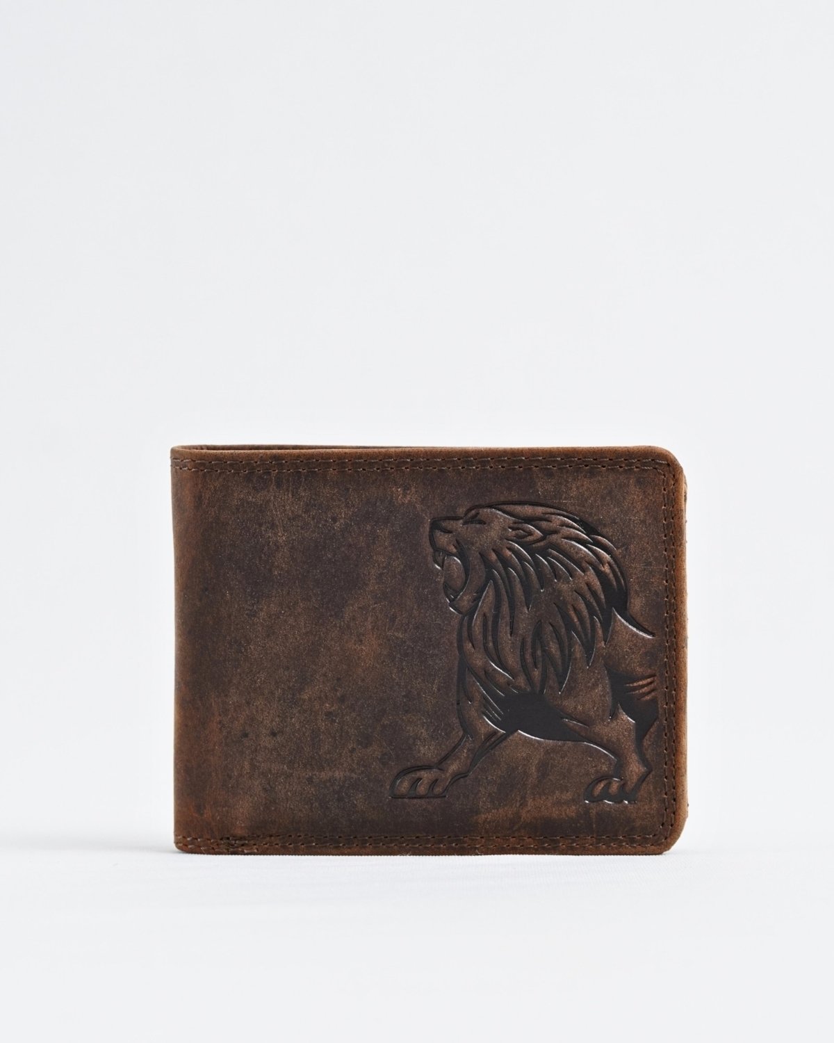Cambridge (Limited Edition) Men’s Original Leather Wallet - Rugged Brown - lion - Color: Lion