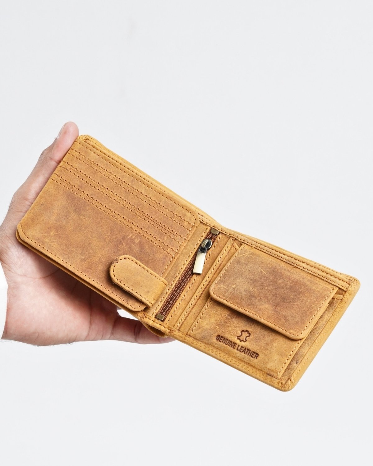 Cambridge (Limited Edition) Men’s Original Leather Wallet - Rugged Tan - lion - Color: Lion
