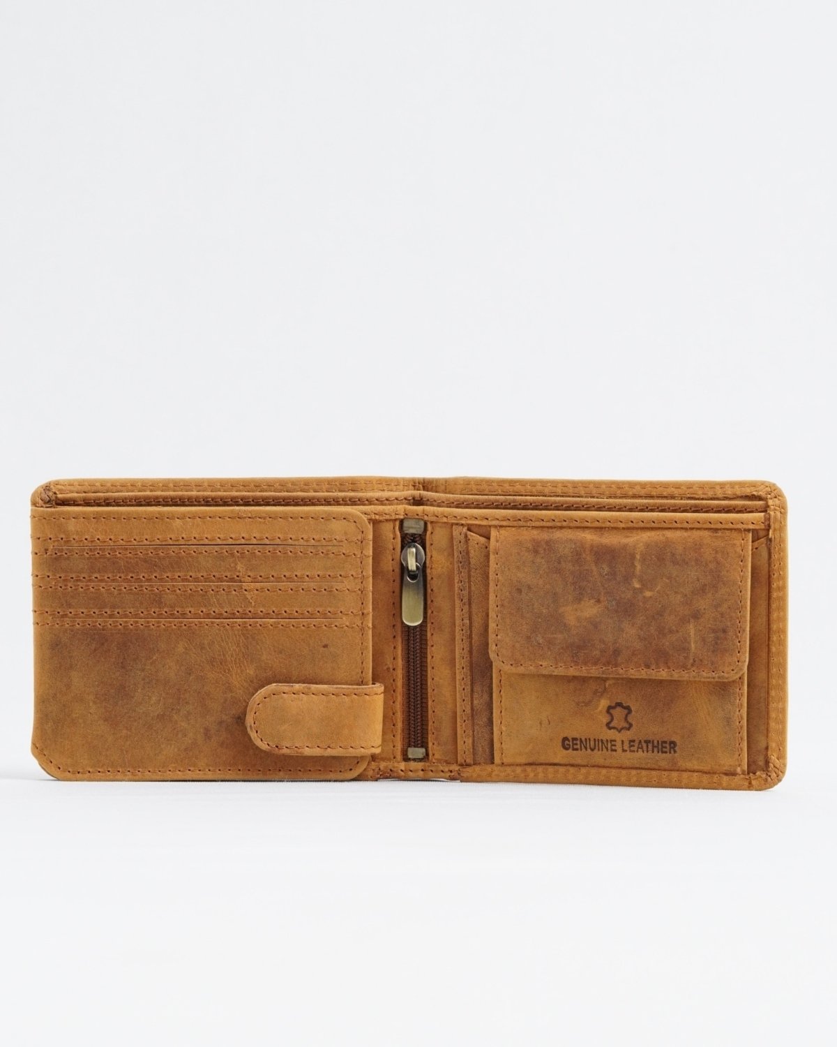Cambridge (Limited Edition) Men’s Original Leather Wallet - Rugged Tan - lion - Color: Lion