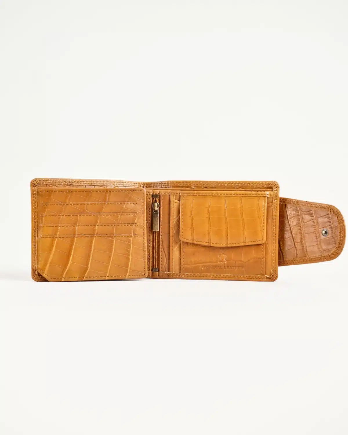 Derby - Men’s Original Leather Wallet (Almond Croco Brown ) Derby - Men’s Original Leather Wallet (Almond Croco Brown )