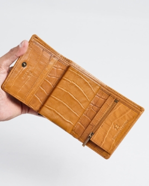 Detroit - Men’s Original Leather Wallet [Smart Card Pop UP] (Croco Almond Brown)