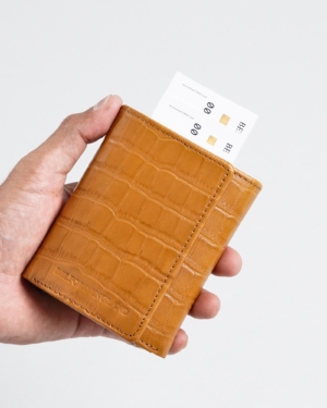 Detroit - Men’s Original Leather Wallet [Smart Card Pop UP] (Croco Almond Brown)