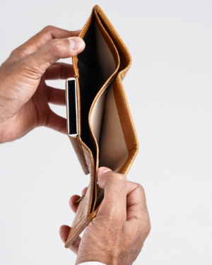 Detroit - Men’s Original Leather Wallet [Smart Card Pop UP] (Croco Almond Brown)