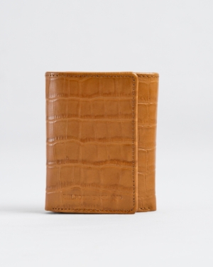 Detroit - Men’s Original Leather Wallet [Smart Card Pop UP] (Croco Almond Brown)