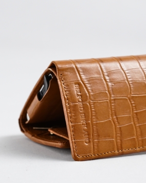 Detroit - Men’s Original Leather Wallet [Smart Card Pop UP] (Croco Almond Brown)
