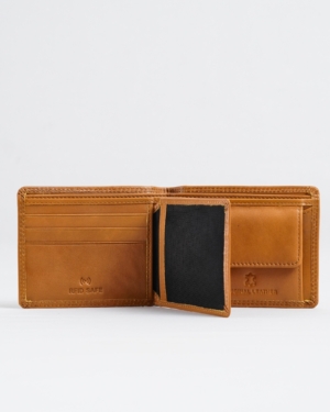Hudson Men’s Original Leather Wallet (Almond Brown)