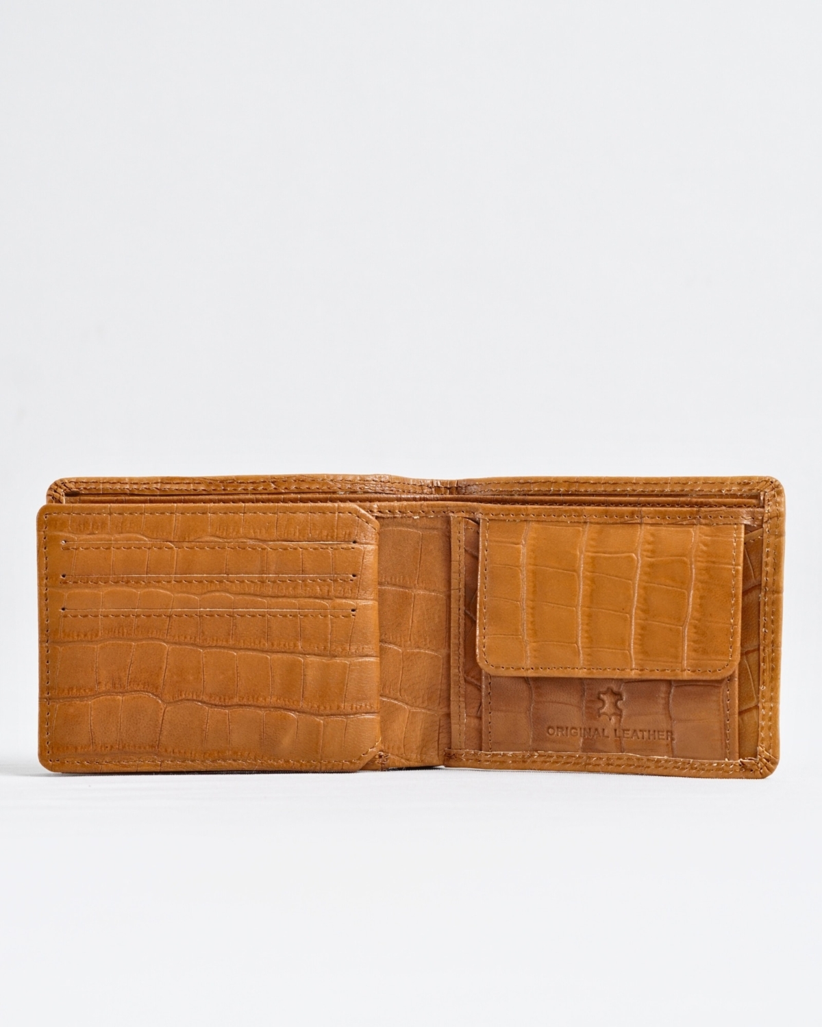 Hudson Men’s Original Leather Wallet (Almond Croco Brown) Hudson Men’s Original Leather Wallet (Almond Croco Brown)