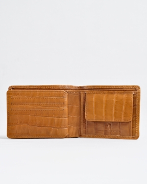 Hudson Men’s Original Leather Wallet (Almond Croco Brown)
